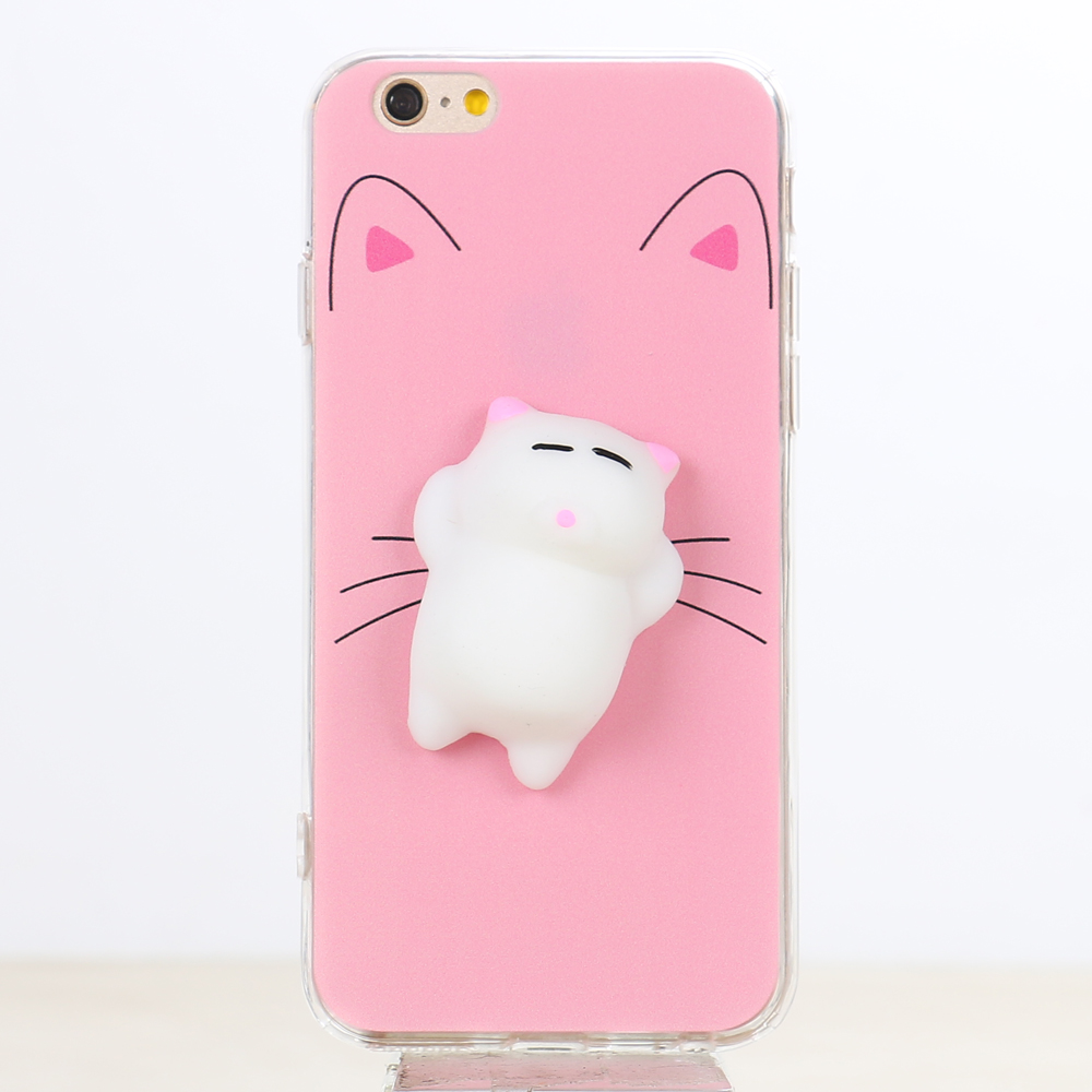 iPhone 7 3D Poke Squishy PLUSH Silicone Soft Case (Cat)